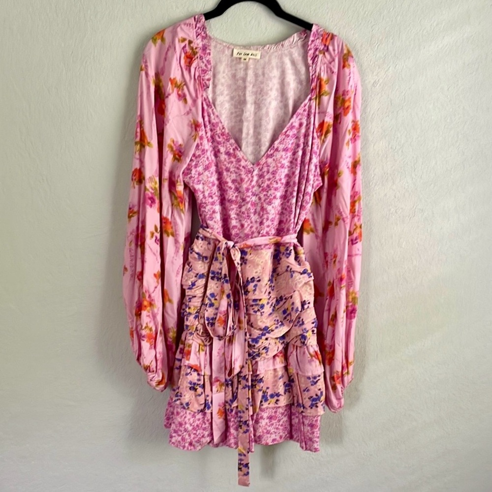 Pink Floral Ruffle Mini Dress - Picture 3 of 5